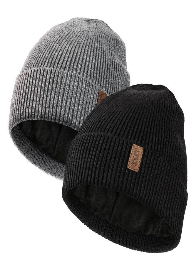 Wmcaps قبعات شتوية من Wmcaps للرجال والنساء، عبوة من قطعتين، قبعة مبطنة بالفرو، قبعة صوفية ناعمة ودافئة، قبعة تزلج للطقس البارد - Image 1